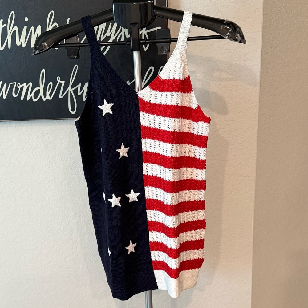 Patriotic Star and Stripe Knit Tank Top